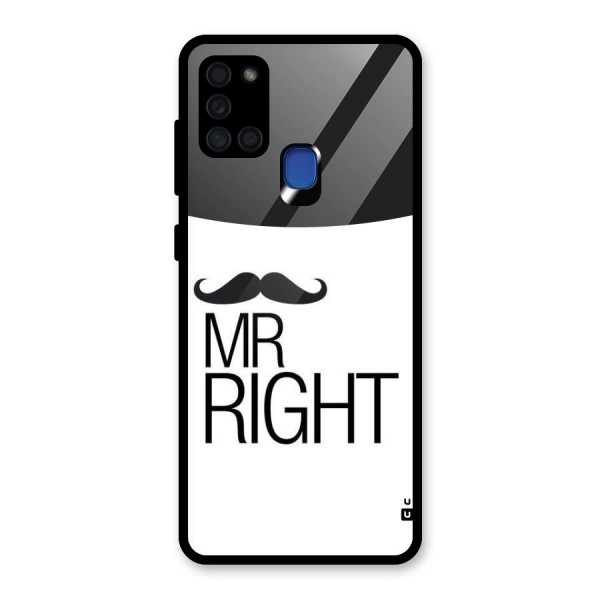 Mr. Right Moustache Glass Back Case for Galaxy A21s