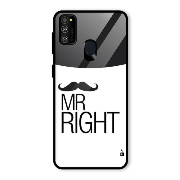 Mr. Right Moustache Glass Back Case for Galaxy M21