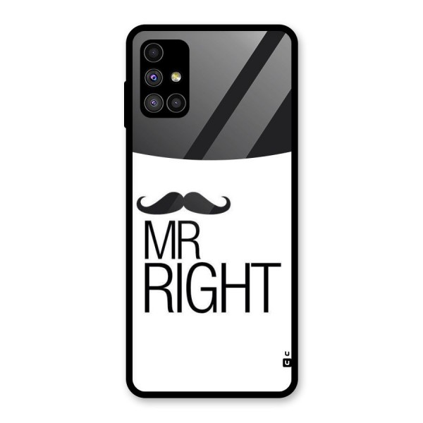 Mr. Right Moustache Glass Back Case for Galaxy M51