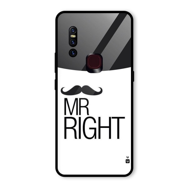 Mr. Right Moustache Glass Back Case for Vivo V15