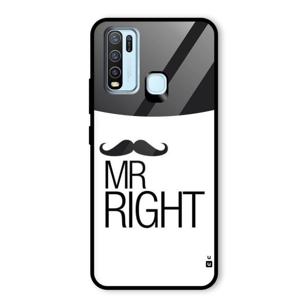 Mr. Right Moustache Glass Back Case for Vivo Y30