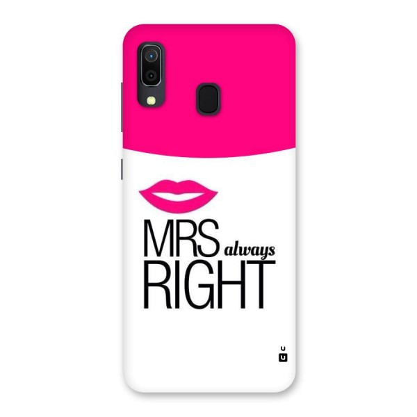 Mrs always right Back Case for Galaxy A20