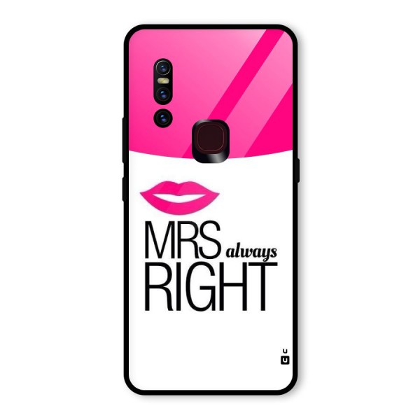 Mrs always right Glass Back Case for Vivo V15