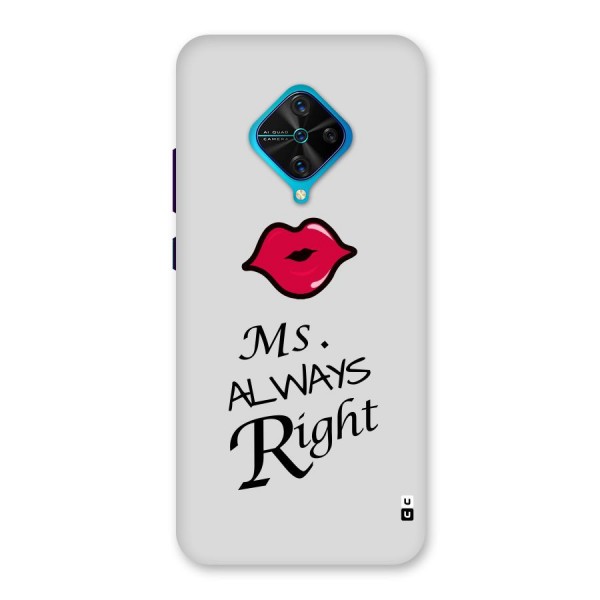 Ms. Always Right. Back Case for Vivo S1 Pro