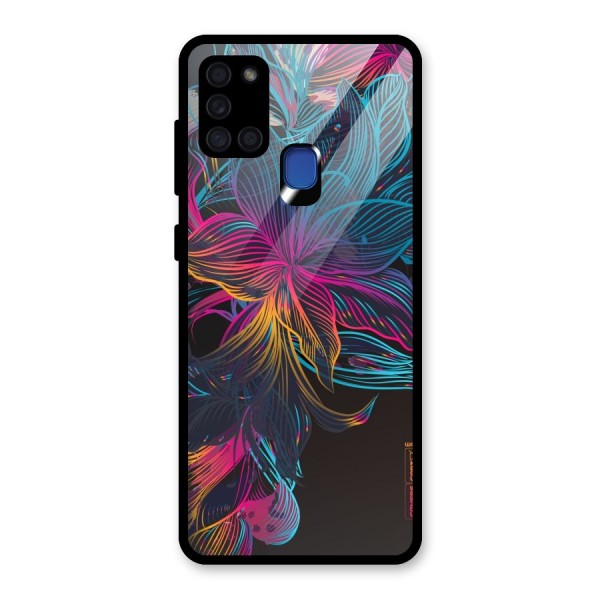 Multi-Colour Flowers Glass Back Case for Galaxy A21s