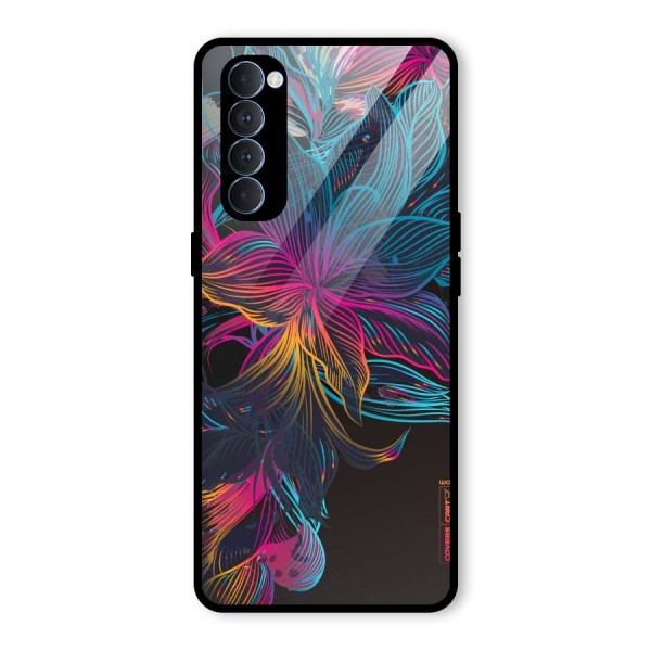 Multi-Colour Flowers Glass Back Case for Oppo Reno4 Pro