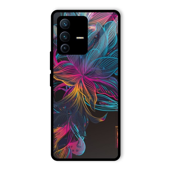 Multi-Colour Flowers Glass Back Case for Vivo V23 Pro