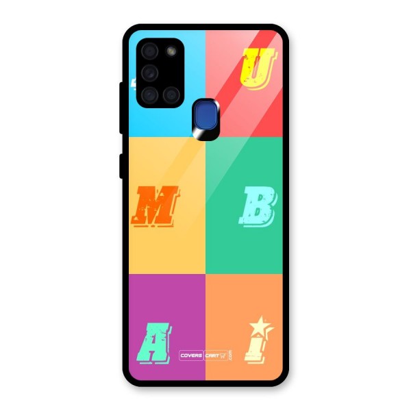 Mumbai Alphabets Glass Back Case for Galaxy A21s