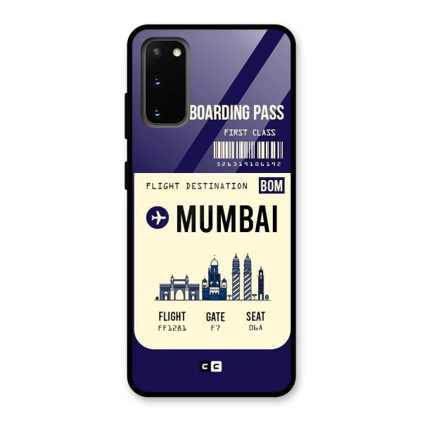 Mumbai Boarding Pass Glass Back Case for Galaxy S20