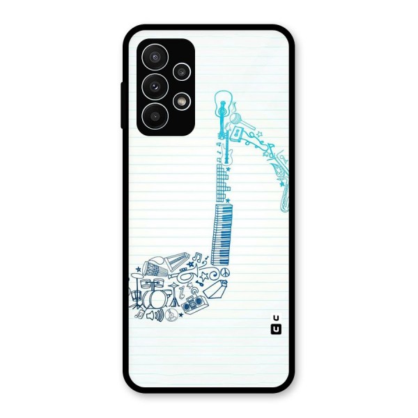 Music Note Design Glass Back Case for Galaxy A23