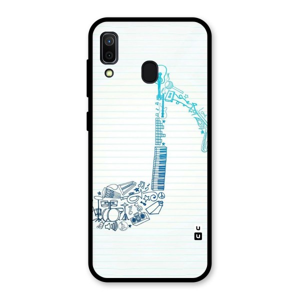 Music Note Design Glass Back Case for Galaxy A30