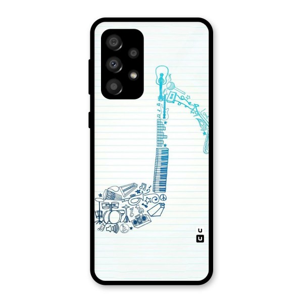 Music Note Design Glass Back Case for Galaxy A32