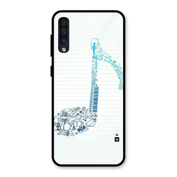 Music Note Design Glass Back Case for Galaxy A50s