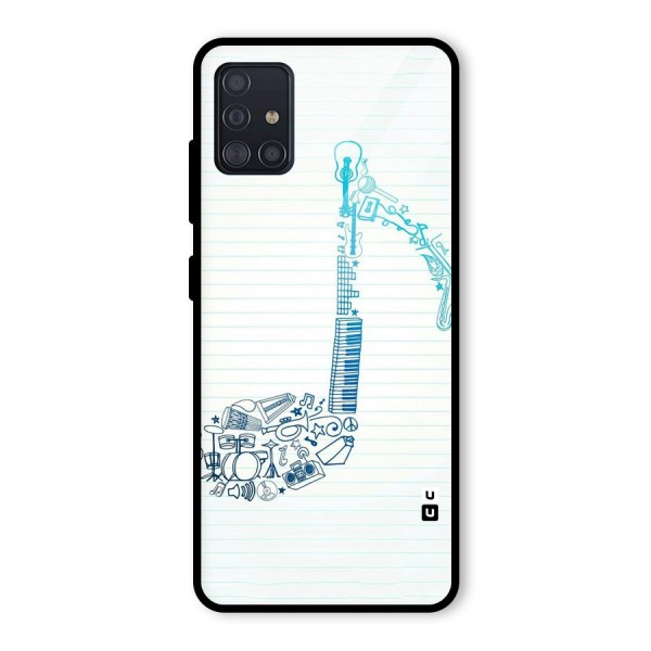 Music Note Design Glass Back Case for Galaxy A51