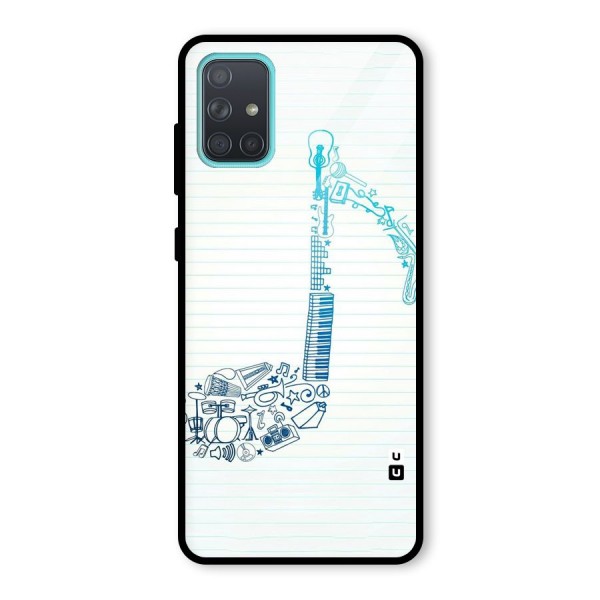 Music Note Design Glass Back Case for Galaxy A71