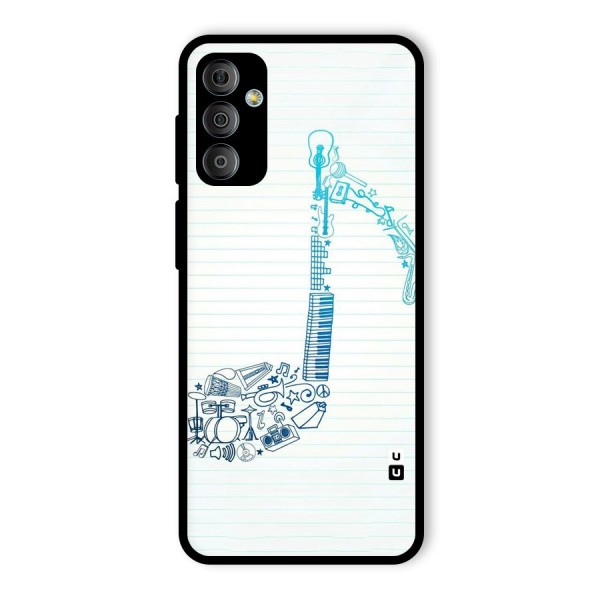 Music Note Design Glass Back Case for Galaxy F23