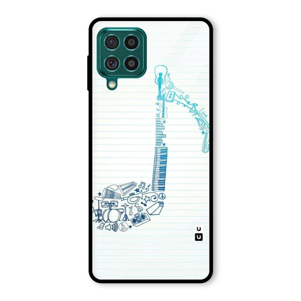 Music Note Design Glass Back Case for Galaxy F62