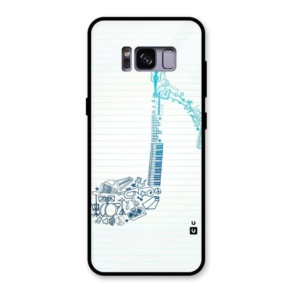 Music Note Design Glass Back Case for Galaxy S8