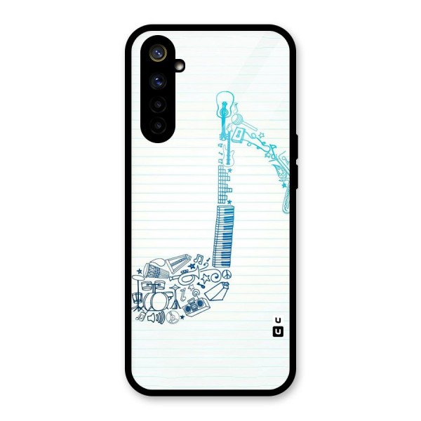 Music Note Design Glass Back Case for Realme 6i