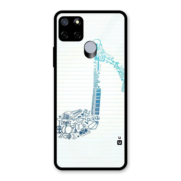 Music Note Design Glass Back Case for Realme C12