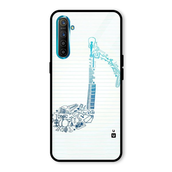 Music Note Design Glass Back Case for Realme XT