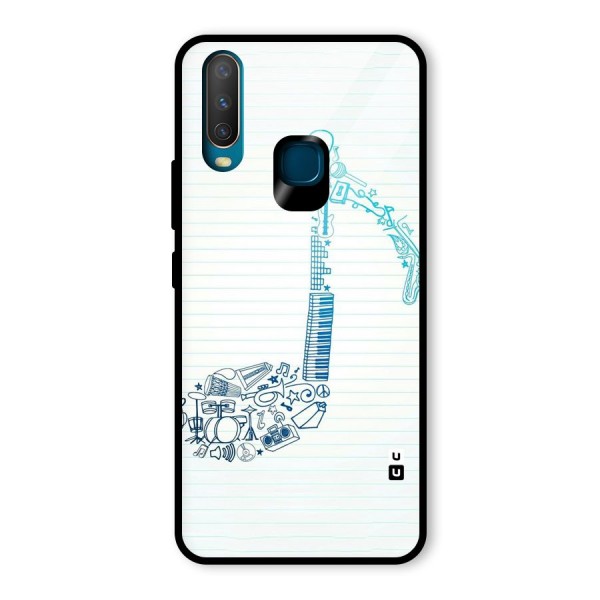 Music Note Design Glass Back Case for Vivo Y12