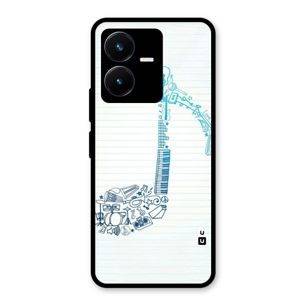 Music Note Design Glass Back Case for Vivo Y22