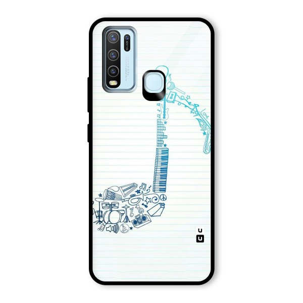 Music Note Design Glass Back Case for Vivo Y30