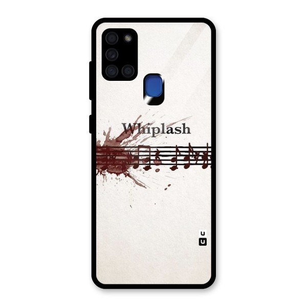 Music Notes Splash Glass Back Case for Galaxy A21s