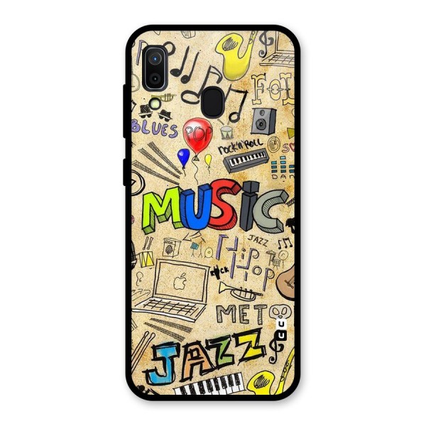 Music Pattern Glass Back Case for Galaxy A30