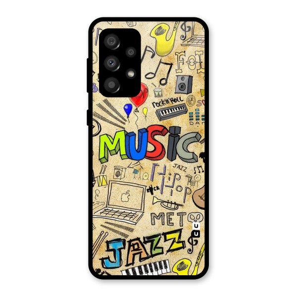 Music Pattern Glass Back Case for Galaxy A32