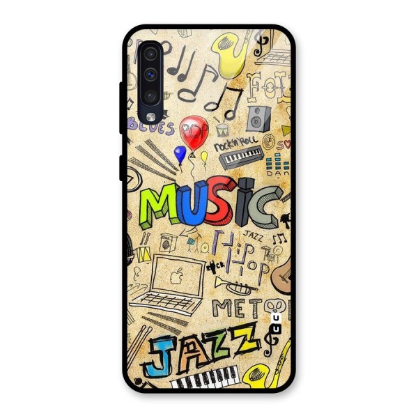 Music Pattern Glass Back Case for Galaxy A50s