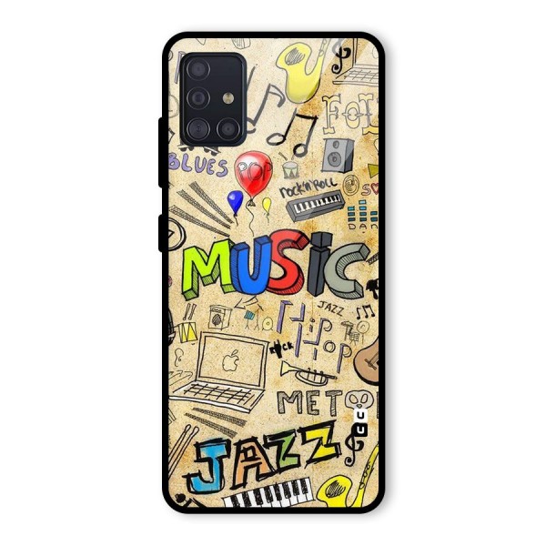 Music Pattern Glass Back Case for Galaxy A51