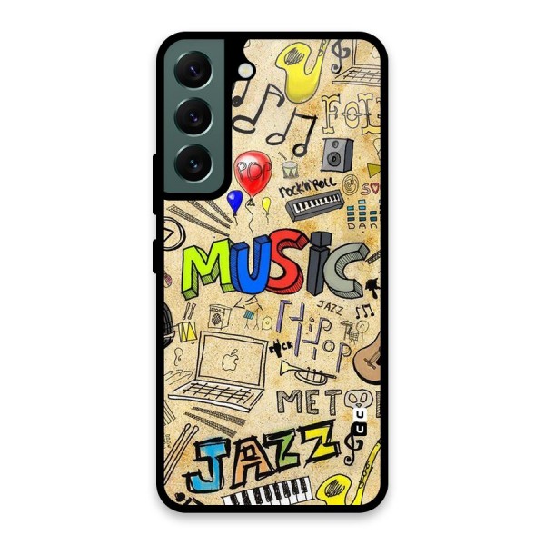 Music Pattern Glass Back Case for Galaxy S22 5G