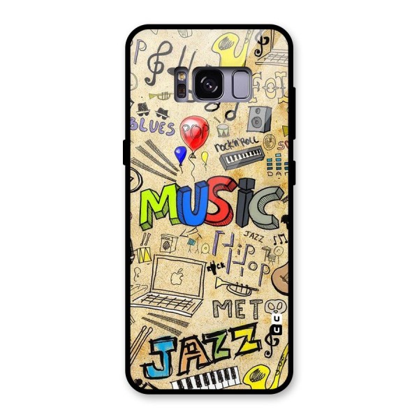 Music Pattern Glass Back Case for Galaxy S8