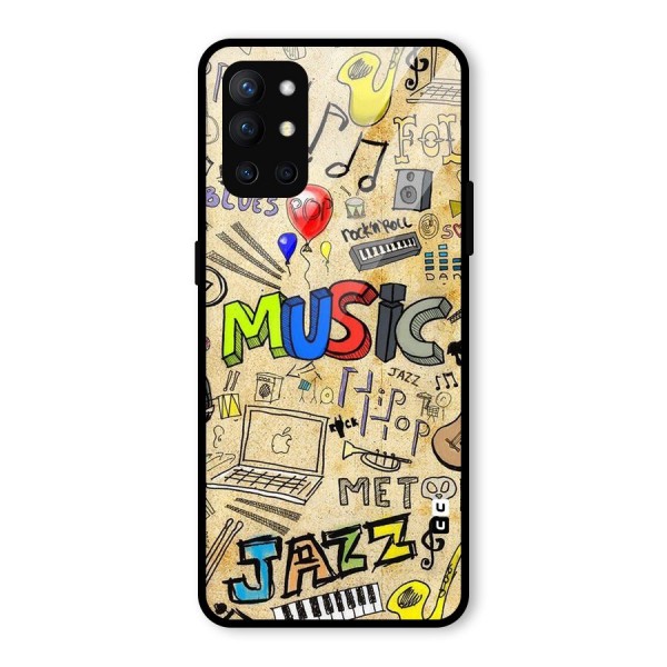 Music Pattern Glass Back Case for OnePlus 9R