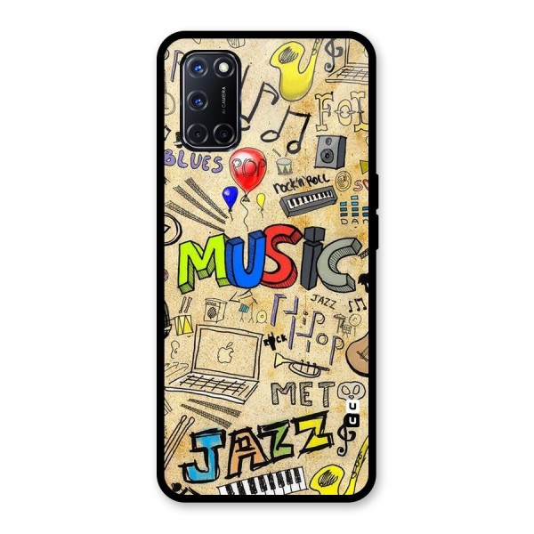 Music Pattern Glass Back Case for Oppo A52