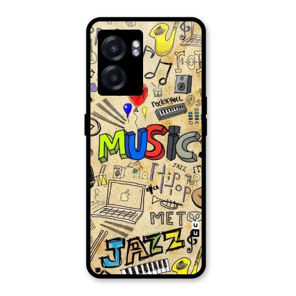 Music Pattern Glass Back Case for Oppo K10 (5G)