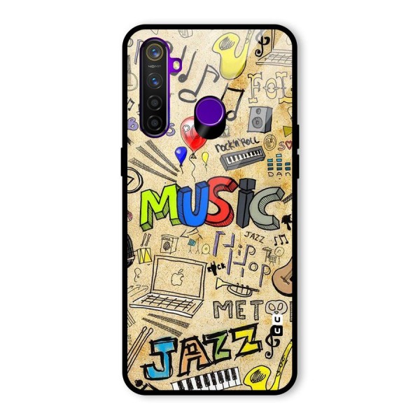 Music Pattern Glass Back Case for Realme 5 Pro