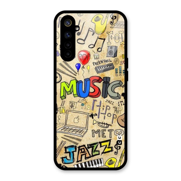 Music Pattern Glass Back Case for Realme 6i