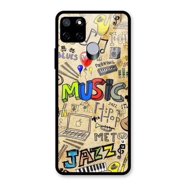 Music Pattern Glass Back Case for Realme C15