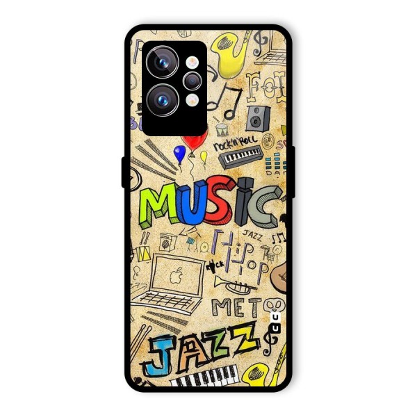 Music Pattern Glass Back Case for Realme GT2 Pro