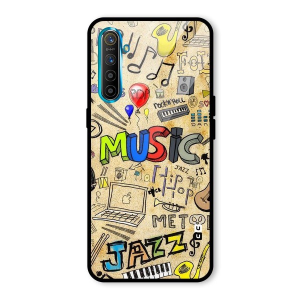 Music Pattern Glass Back Case for Realme XT