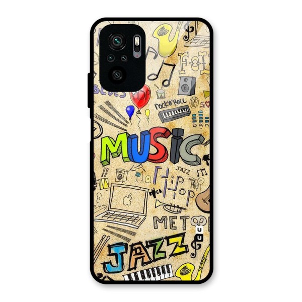 Music Pattern Glass Back Case for Redmi Note 10