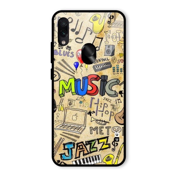 Music Pattern Glass Back Case for Redmi Note 7