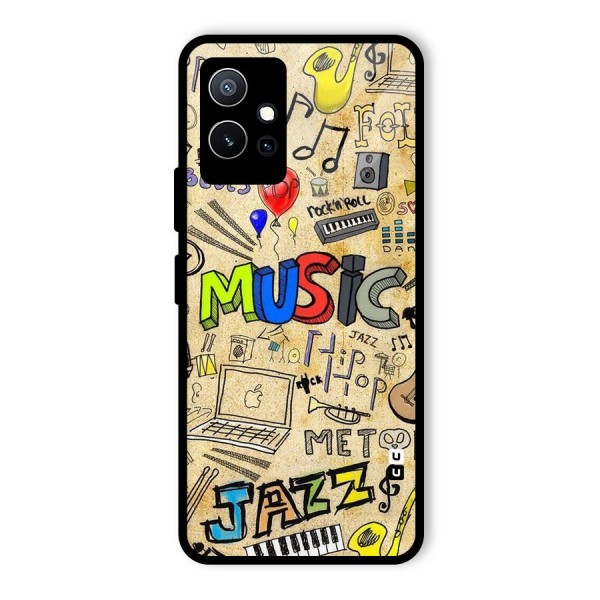 Music Pattern Glass Back Case for Vivo T1 5G