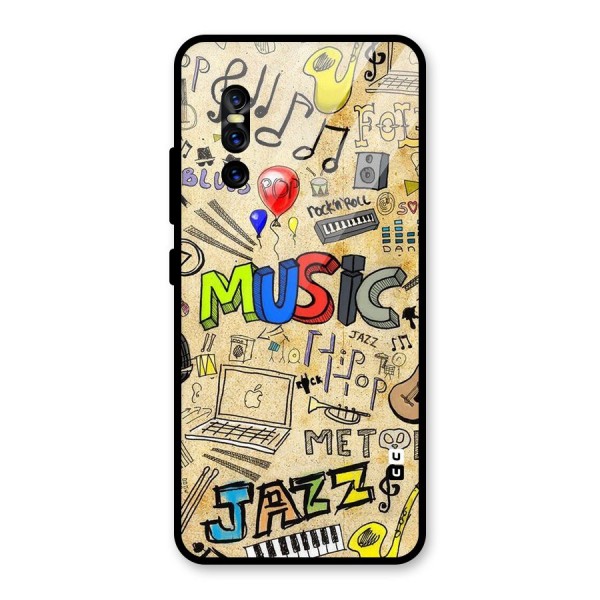 Music Pattern Glass Back Case for Vivo V15 Pro