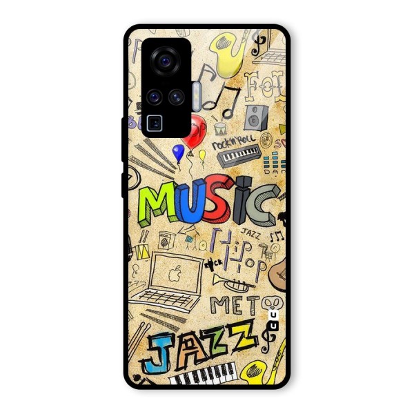 Music Pattern Glass Back Case for Vivo X50 Pro