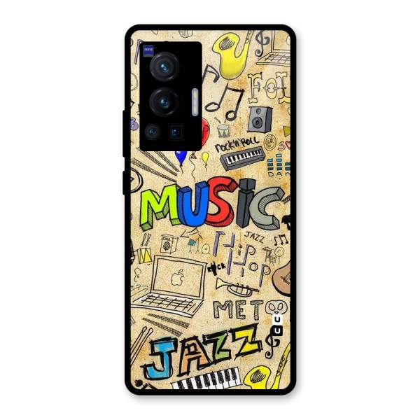 Music Pattern Glass Back Case for Vivo X70 Pro