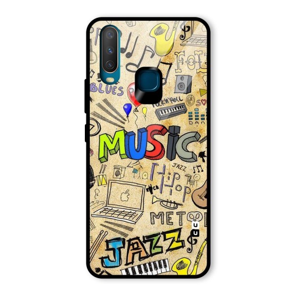 Music Pattern Glass Back Case for Vivo Y12